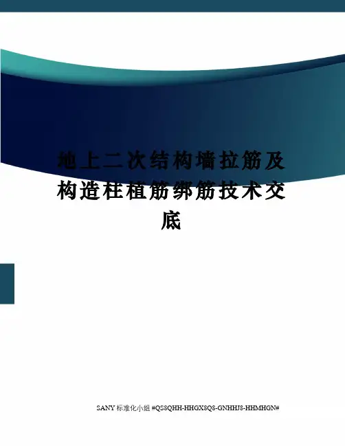 地上二次结构墙拉筋及构造柱植筋绑筋技术交底