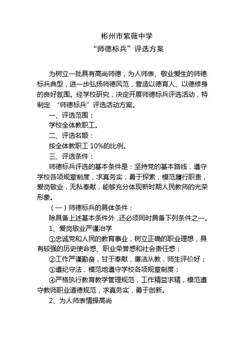 师德标兵评选方案