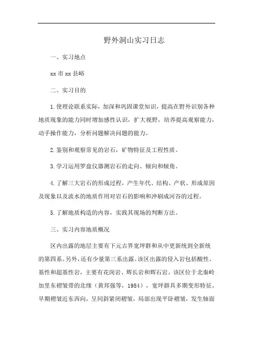 野外洞山实习日志