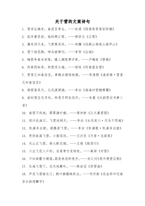 关于雪的文案诗句
