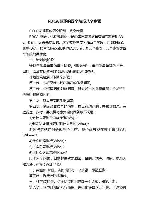 PDCA循环的四个阶段八个步骤