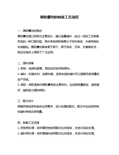 硬胶囊剂的制备工艺流程
