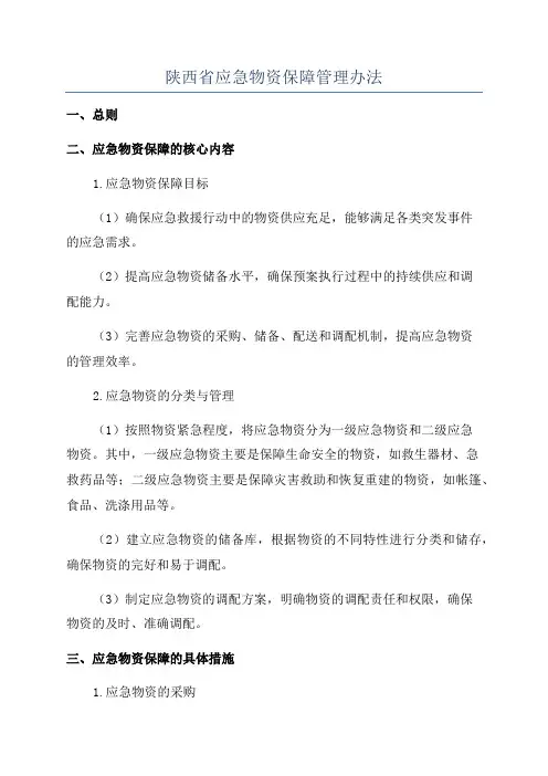 陕西省应急物资保障管理办法