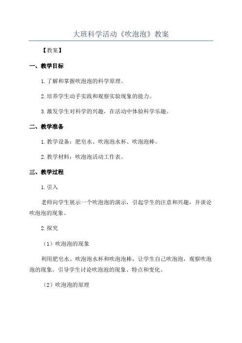 大班科学活动《吹泡泡》教案