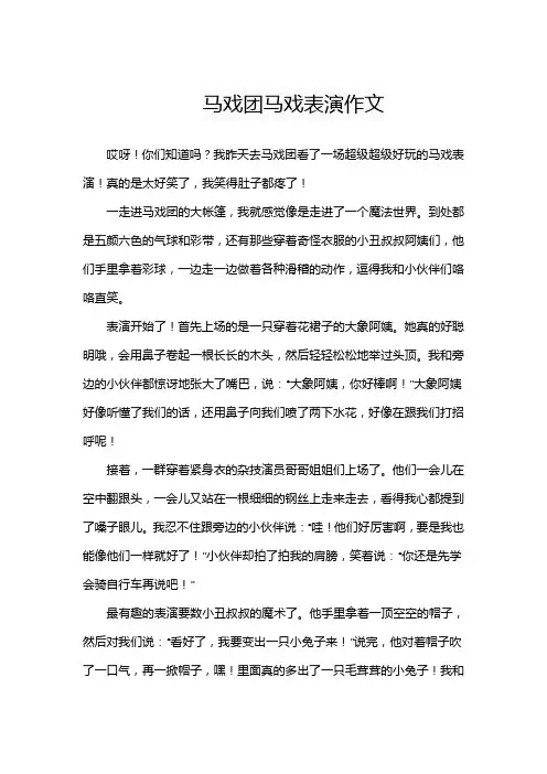 马戏团马戏表演作文三年级