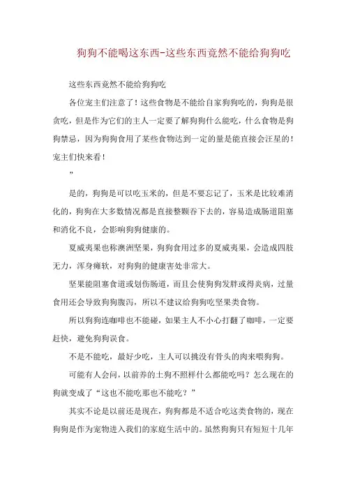 狗狗不能喝这东西-这些东西竟然不能给狗狗吃
