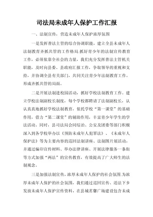 司法局未成年人保护工作汇报