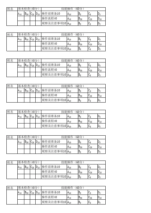 考试评分表