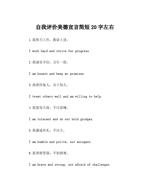 自我评价美德宣言简短20字左右