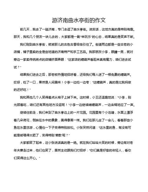 游济南曲水亭街的作文