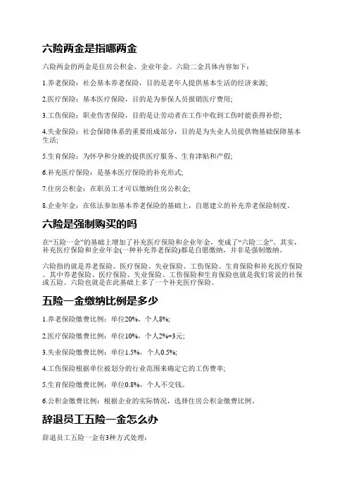 六险两金是指哪两金