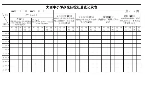 少先队检查汇总记录表