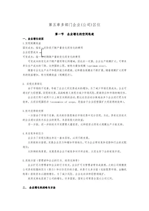 经济地理学讲义第5章多部门企业(公司)区位