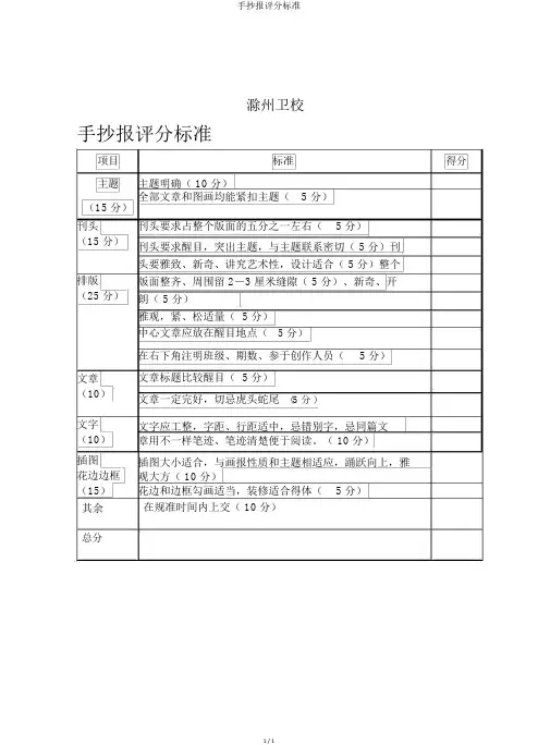 手抄报评分标准
