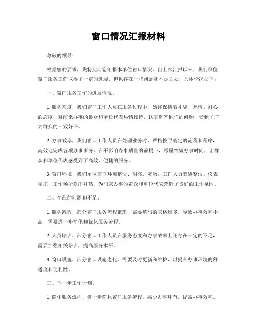 窗口情况汇报材料