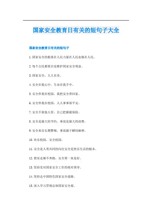 国家安全教育日有关的短句子大全