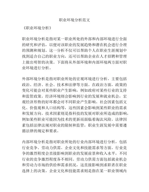 职业环境分析范文