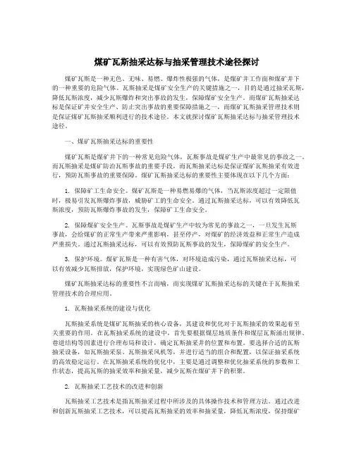 煤矿瓦斯抽采达标与抽采管理技术途径探讨