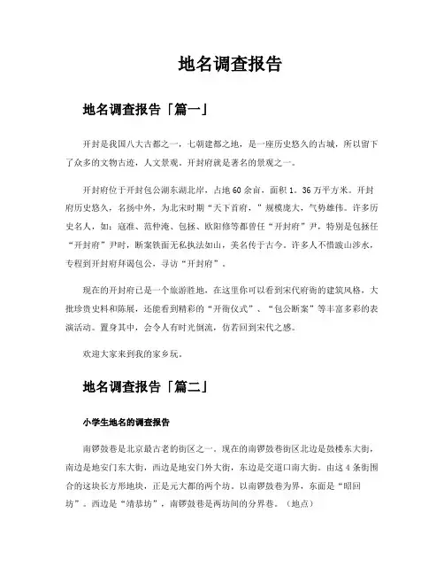 地名调查报告