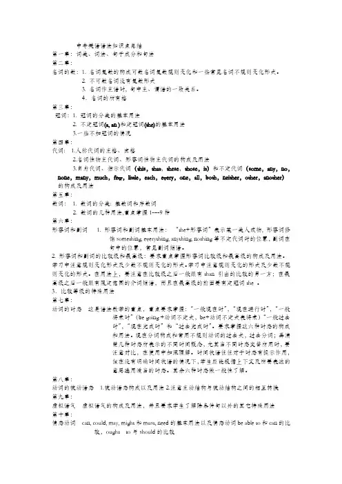 中专英语语法知识点总结