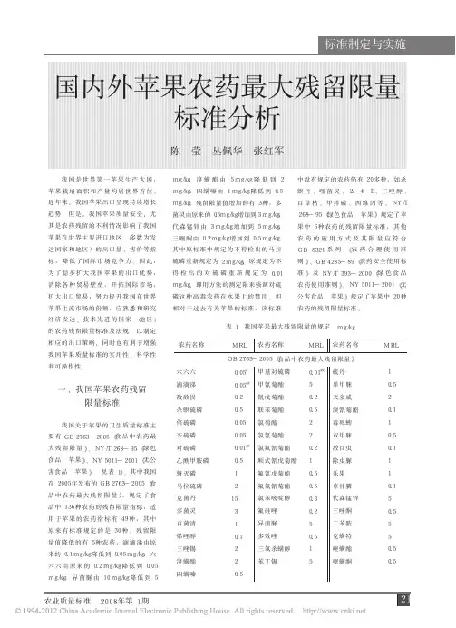 国内外苹果农药最大残留限量标准分析_陈莹
