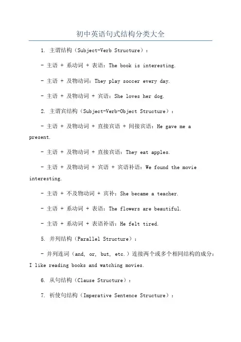 初中英语句式结构分类大全