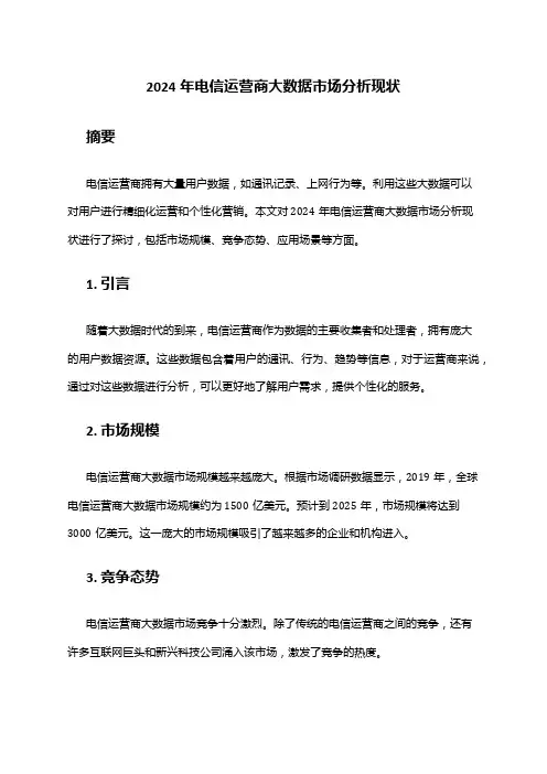 2024年电信运营商大数据市场分析现状