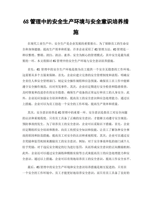 6S管理中的安全生产环境与安全意识培养措施
