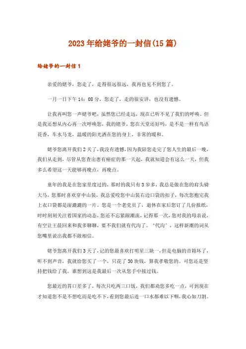 2023年给姥爷的一封信(15篇)
