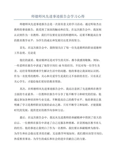 师德师风先进事迹报告会学习心得