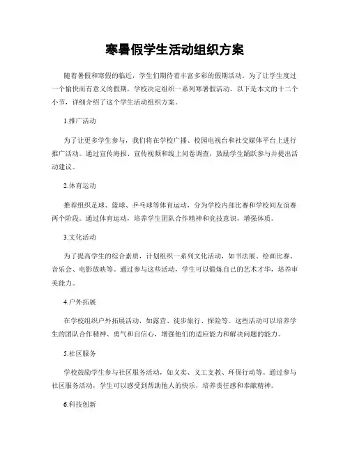 寒暑假学生活动组织方案
