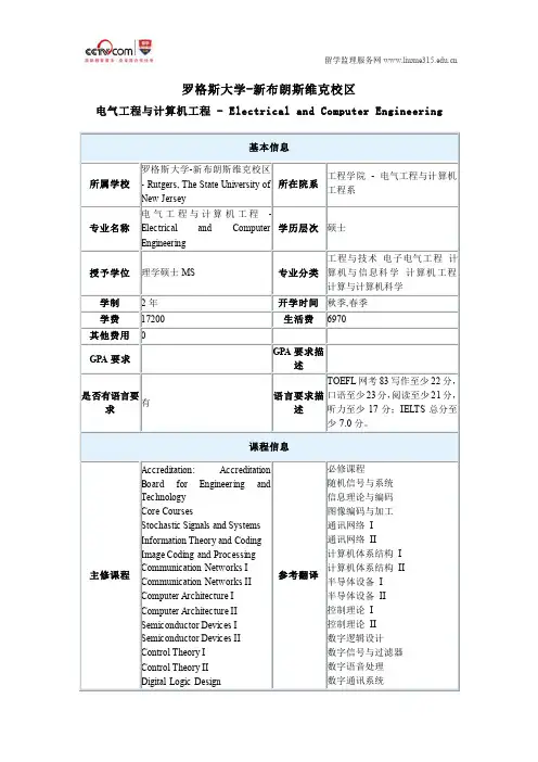 罗格斯大学-新布朗斯维克校区电气工程与计算机工程硕士