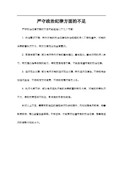 严守政治纪律方面的不足