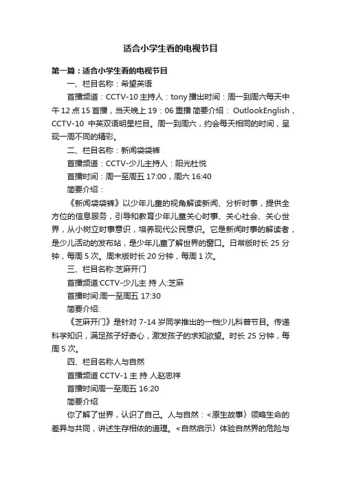 适合小学生看的电视节目
