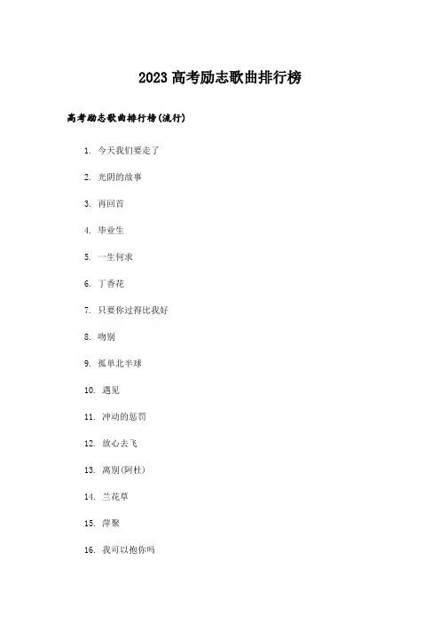 2023励志_高考励志歌曲排行榜