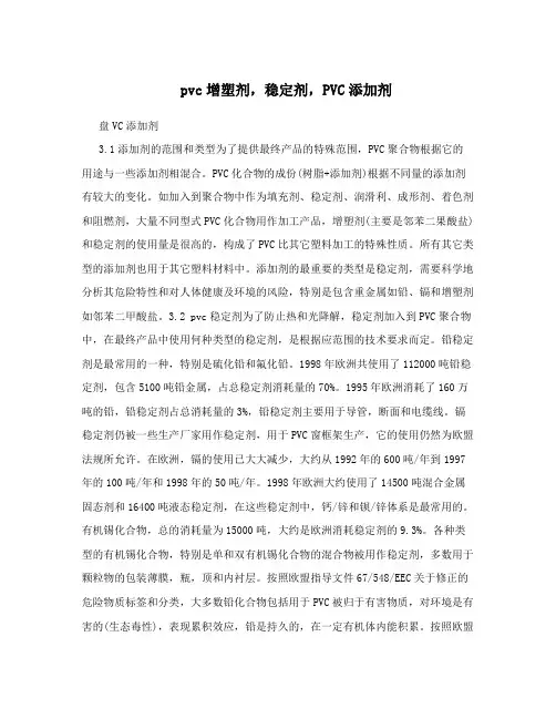 pvc增塑剂,稳定剂,PVC添加剂