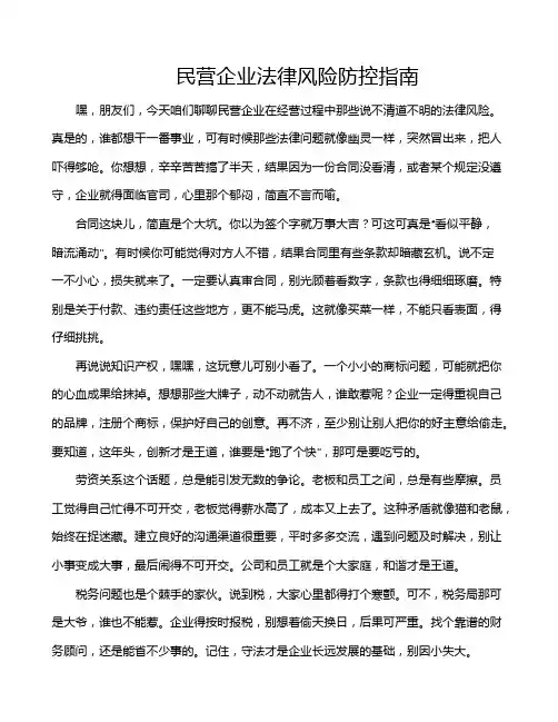 民营企业法律风险防控指南