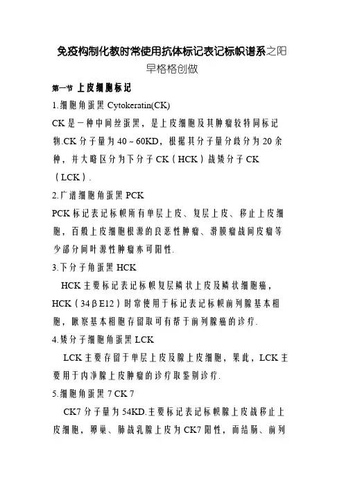 病理科免疫组化常用抗体