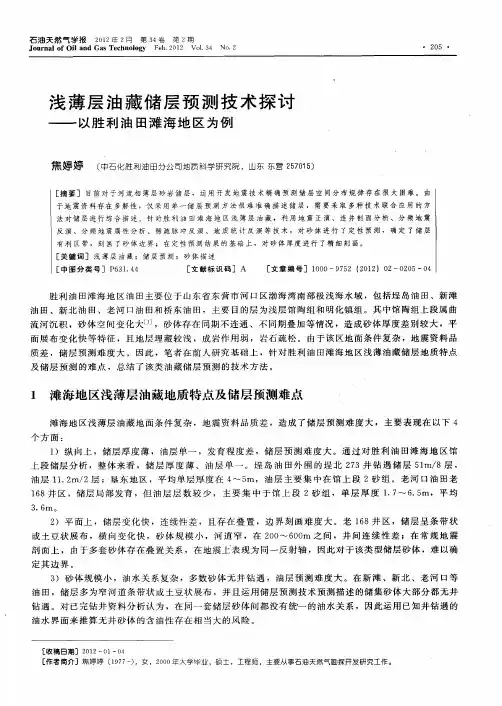 浅薄层油藏储层预测技术探讨——以胜利油田滩海地区为例