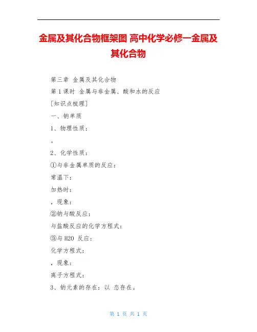金属及其化合物框架图 高中化学必修一金属及其化合物