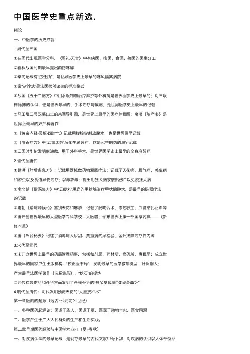 中国医学史重点新选.