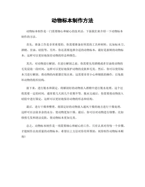 动物标本制作方法