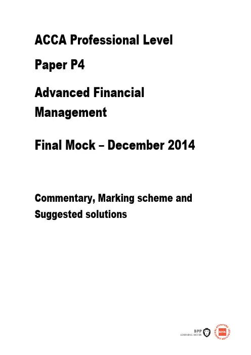 ACCA P4 - Final Mocks - Dec 14 - Answers