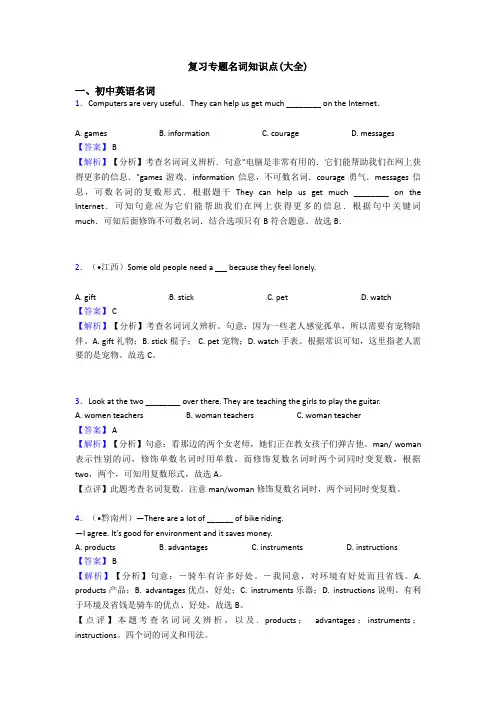 复习专题名词知识点(大全)