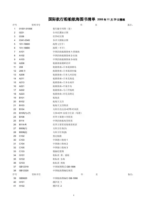 船舶航海图书清单