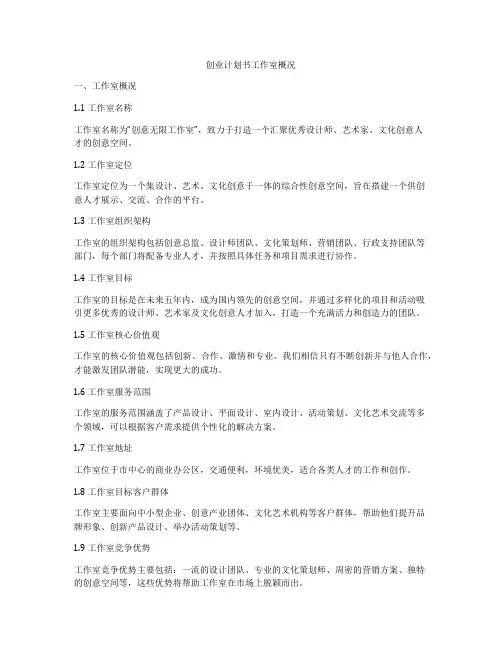 创业计划书工作室概况