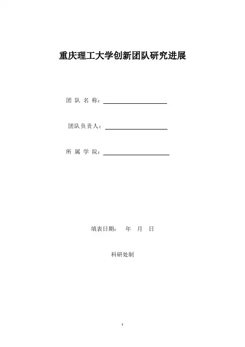 重庆理工大学创新团队研究进展