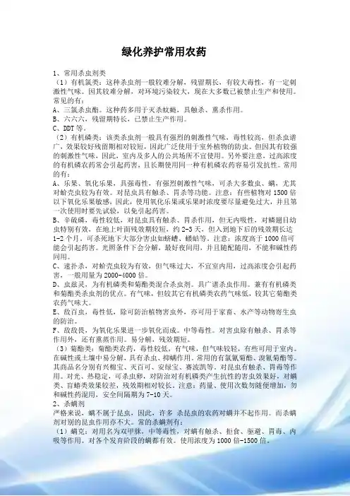 绿化养护常用农药
