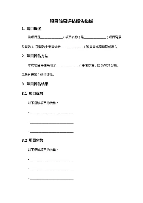 项目简易评估报告模板