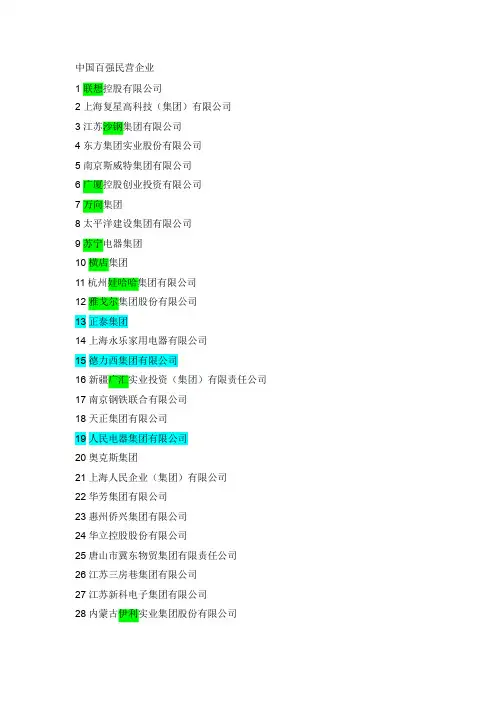 中国百强民营企业